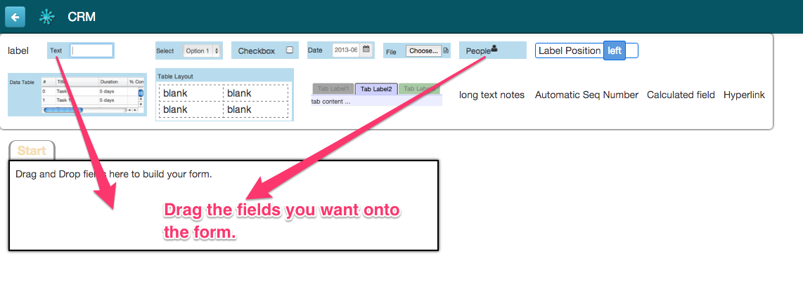 add fields to form by dragging