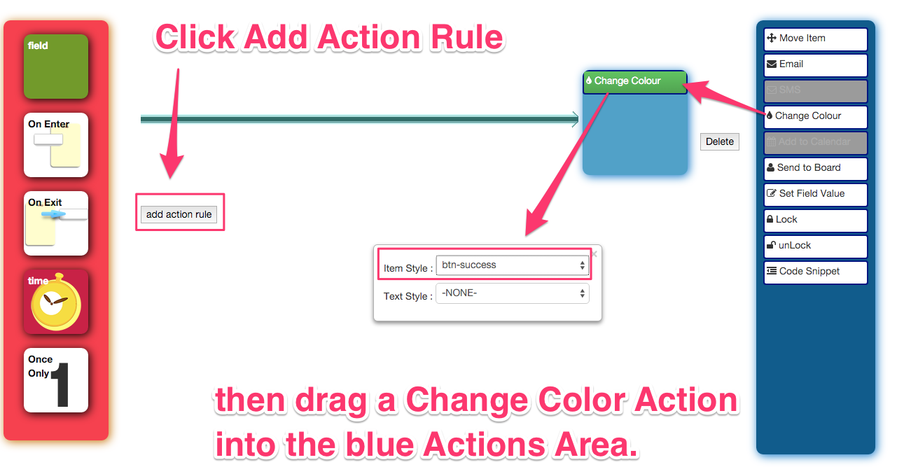 define an example item action rules